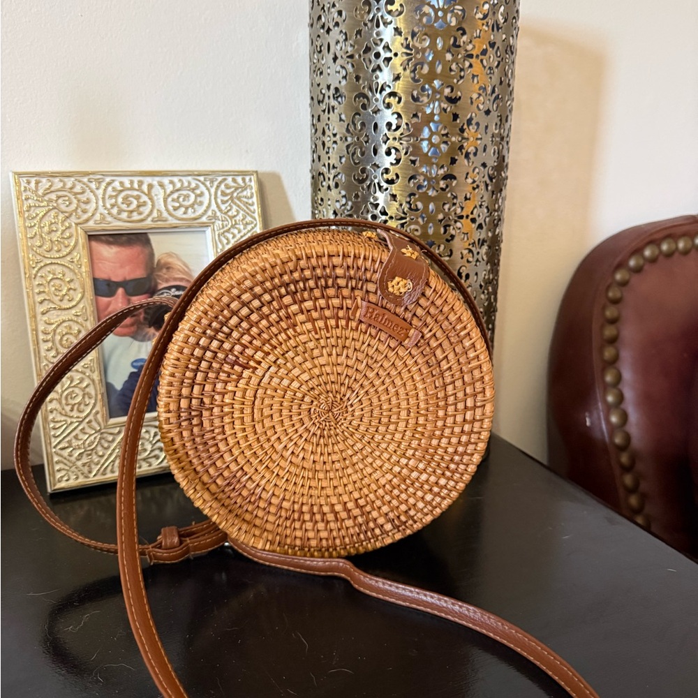 Halmez Round Rattan Crossbody Bag – Bali Style Woven Straw Purse